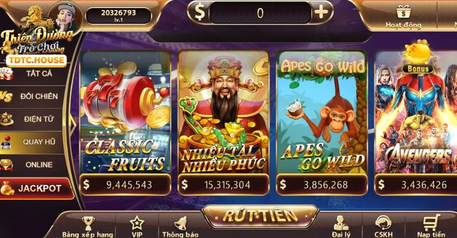 Hình ảnh trò chơi Nổ Hũ (slot game) với các biểu tượng quay số và giải Jackpot.